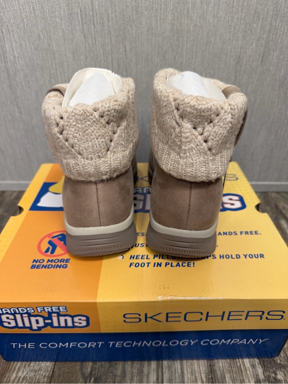 Skechers Taupe Knit Cuff Ankle Bootie Size 7.5 - Picture 11 of 16